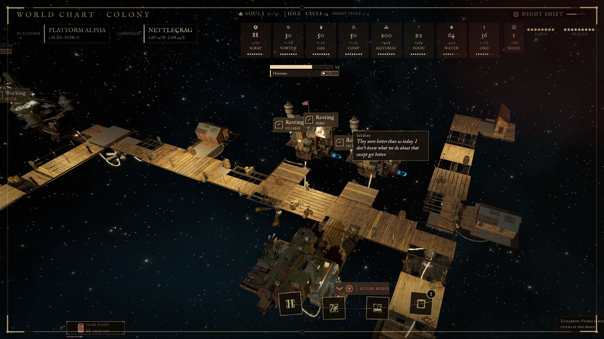 Colony night shift on the floating city